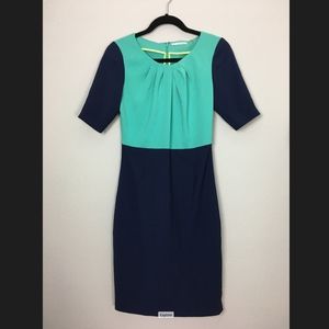 Tahari Teal and Navy Dress
